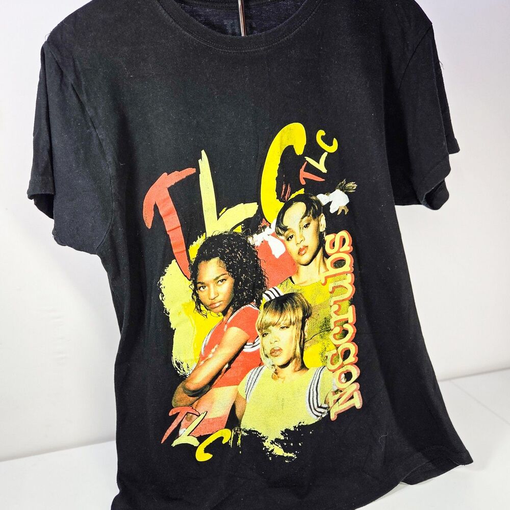 TLC R&B Y2K Girl Group Graphic T-Shirt Black Sz Medium